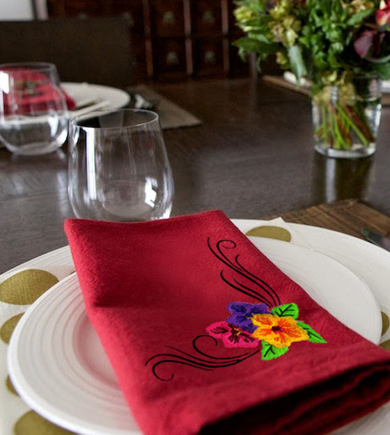 Multicolored Floral Corner Embroidery Design – Elegant