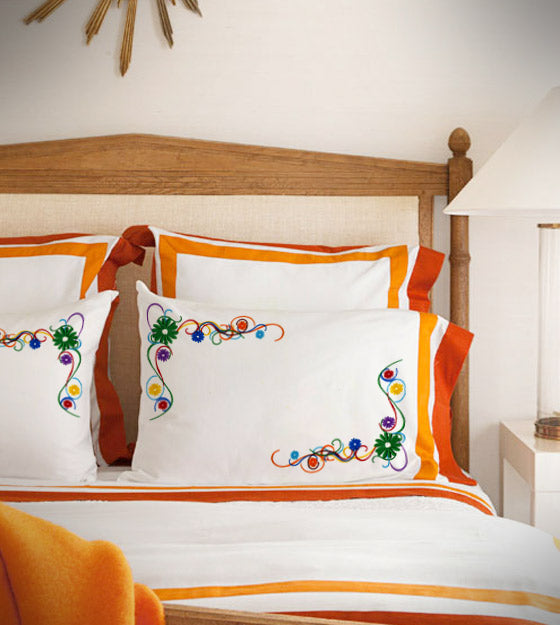 Multicolored Floral Corner Embroidery Design