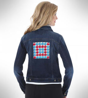 Blue & Red Geometric Pattern Embroidery Design