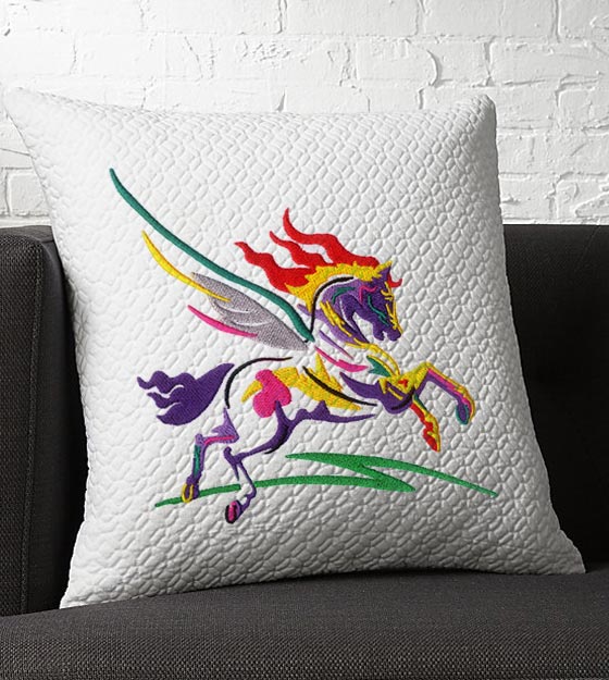 Colorful Pegasus Embroidery Design
