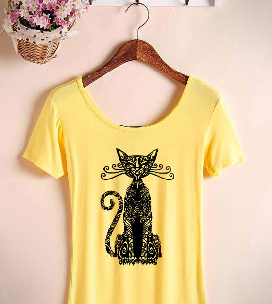 Intricate Egyptian Cat Embroidery Design