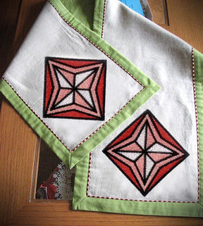 Phenomenal Pink Geometric Square Embroidery Design