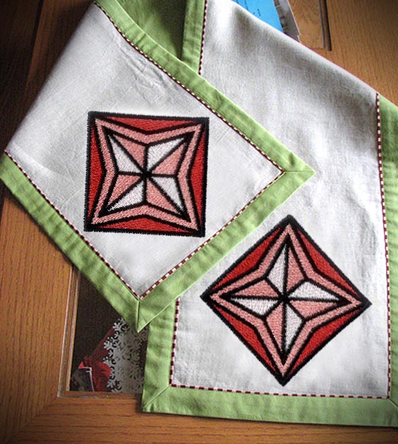 Phenomenal Pink Geometric Square Embroidery Design