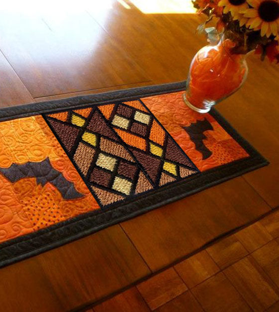 Brown Geometric Patterns Square Embroidery Design