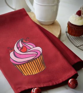 Cherry Swirl Cupcake Embroidery Design