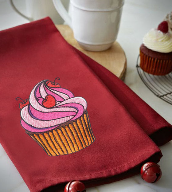 Cherry Swirl Cupcake Embroidery Design