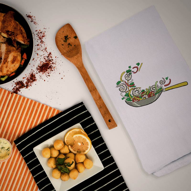 Japanese Sushi Prawn Seafood Frying Pan Embroidery Design