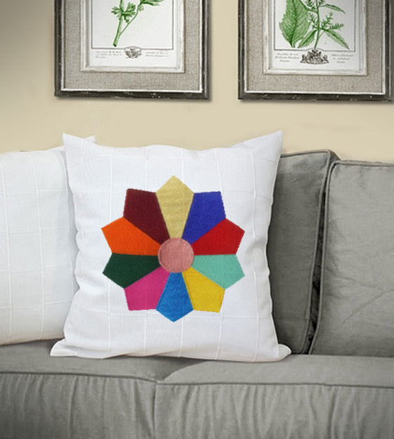 Multicolored Decagon Geometric Pattern Embroidery Design