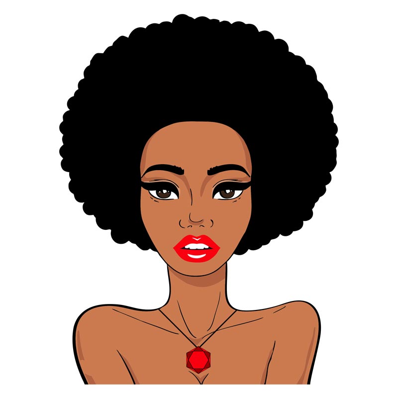 Succulent Lips African American Afro Woman Vector Art