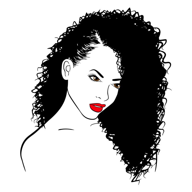 Seductive Red Lips African American Woman Vector Art