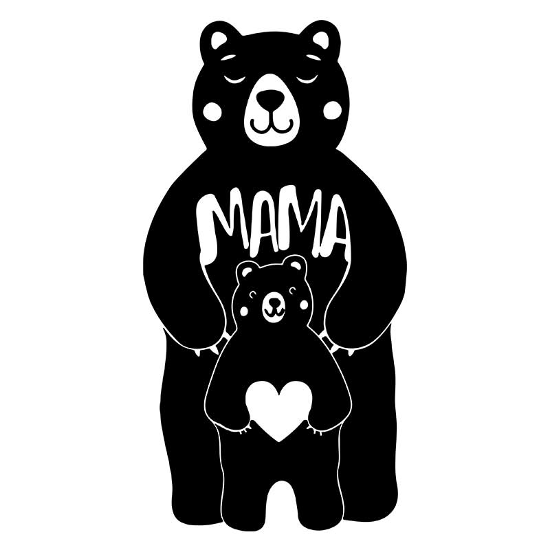 Mama and Baby Bear Silhouette Art