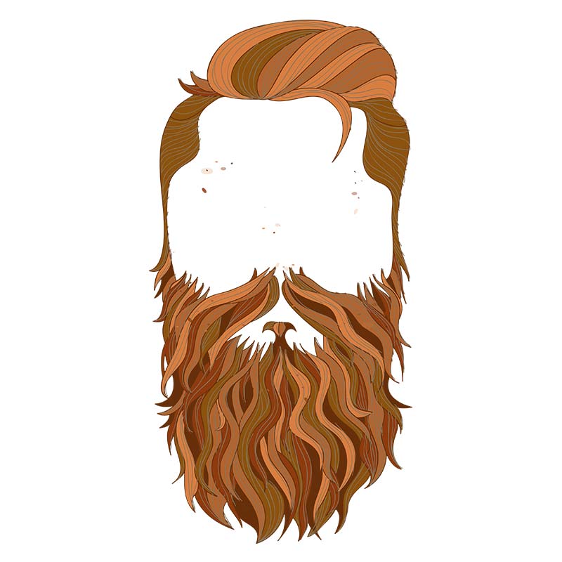 Brown Comb over with Thick Beard Hairstyle Vector Art