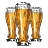 Three Pints of Beer Vector Art