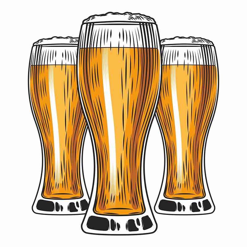 Three Pints of Beer Vector Art