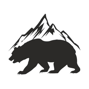 Bear and Mountain Silhouette Art