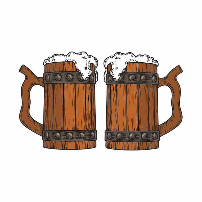 Wooden Beer Mugs Vector Art
