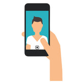 Selfie via Cellphone Vector Art