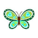 Green Hearts Butterfly Vector Art