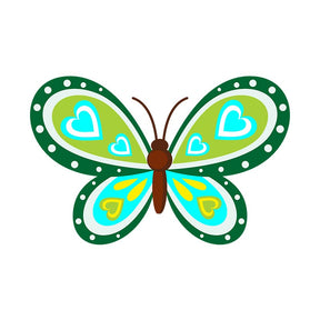 Green Hearts Butterfly Vector Art