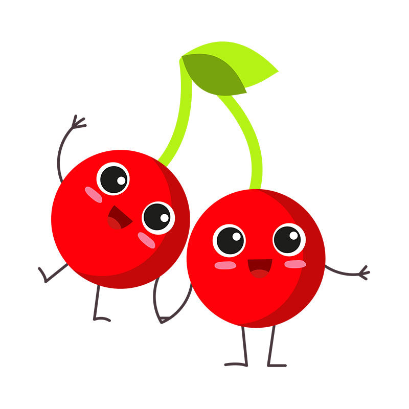 Playful Beady Eyed Cherry Couple Vector Art