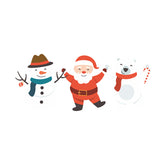 Snowman Santa Claus and Polar Beer Dancing Vector Art