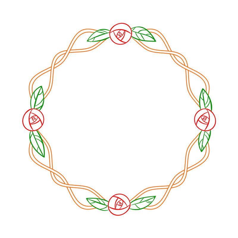 Glamorous Rose Flowers Circle Border Vector Art