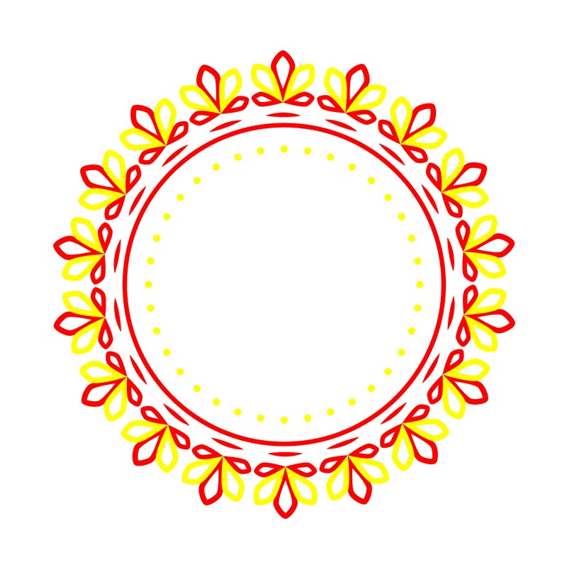 Gallant Floral Petals Mandala Circle Border Vector Art
