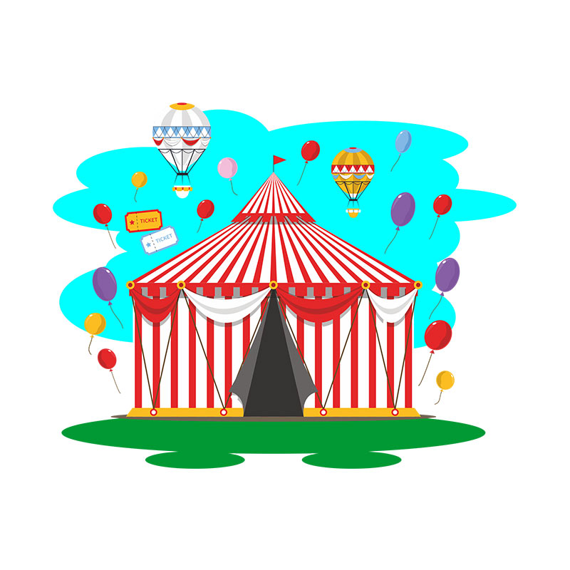 Impressive Circus Entrance Tent Vector Art