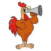 Passionate Rooster Crowing with Megaphone Vector Art