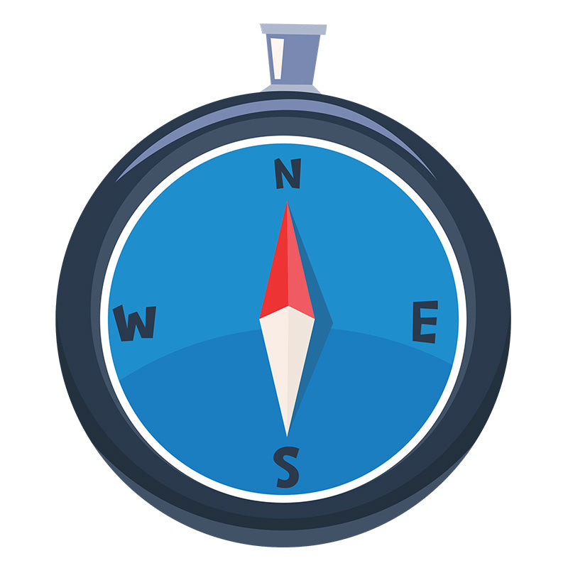 Minute Hand Compass with Directions Vector Art