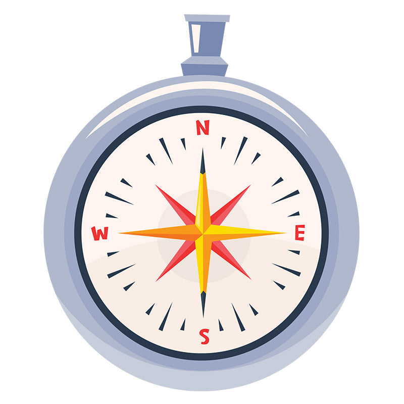 Robust Silver and Gold Hand Compass Vector Art