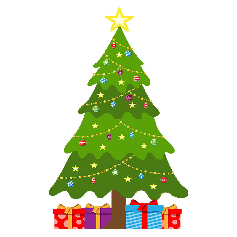 Formidable Decorated Christmas Tree with Gifts Vector Art