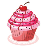 Strawberry Taste with a Cherry on Top Cupcake Vector Art