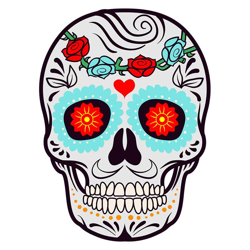 Rose Head Banded La Calavera Face Mask Vector Art
