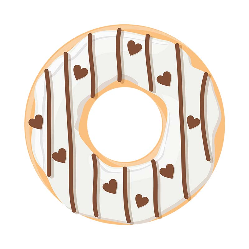 Creamy Hearted Chocolate Chip Donut Vector Art