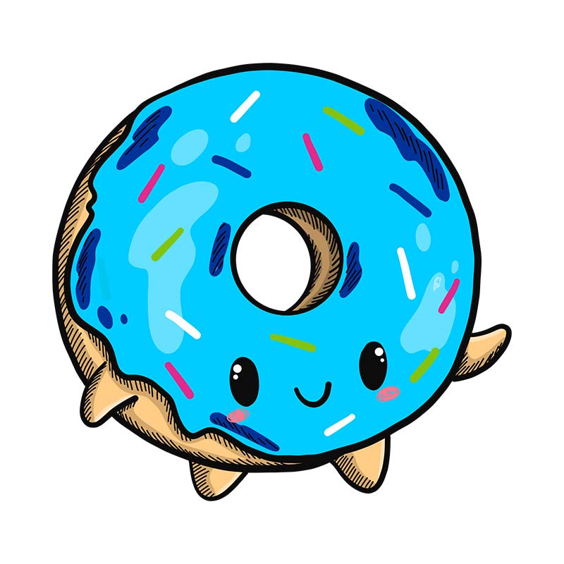 Beady Eyed Colorful Sprinkled Donut Vector Art