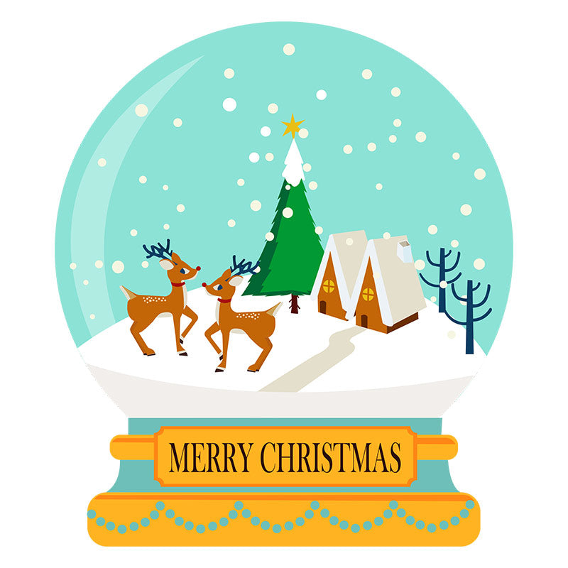 Merry Christmas Reindeer Snowglobe Vector Art