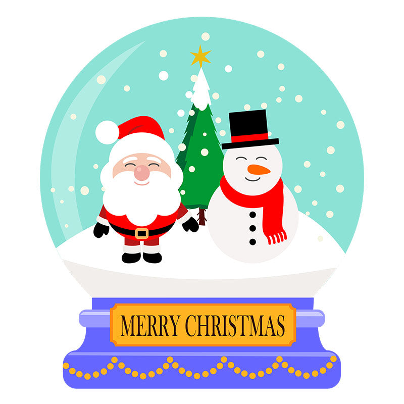Fleeing Santa Claus and Snowman Snow Globe Vector Art