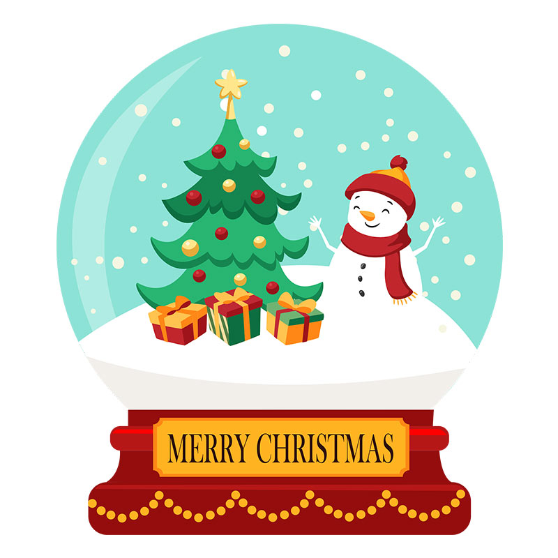 Jolly Snowman Celebrating Snowglobe Christmas Vector Art