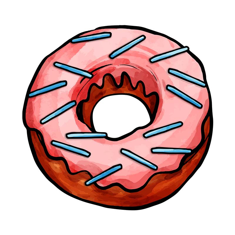 Appetizing Rose Vanilla Sprinkled Donut Vector Art