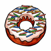 Vanilla Cream Colorful Toppings Doughnut Vector Art