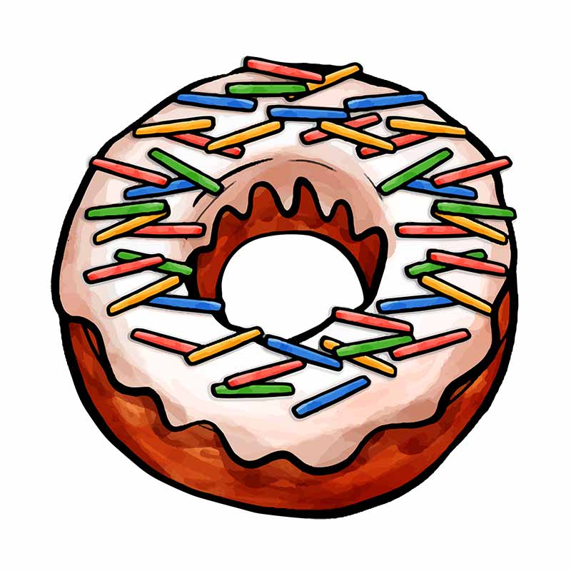 Vanilla Cream Colorful Toppings Doughnut Vector Art