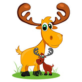 Introverted Mama Elk and Calf Elk Vector Art