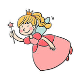Rose Pink Fairy Holding Star Wand Vector Art