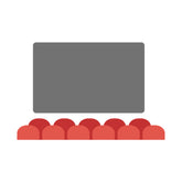 Decorous Cinema Screen with Seats Vector Art