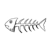 Sketched Fish Bone Silhouette Art