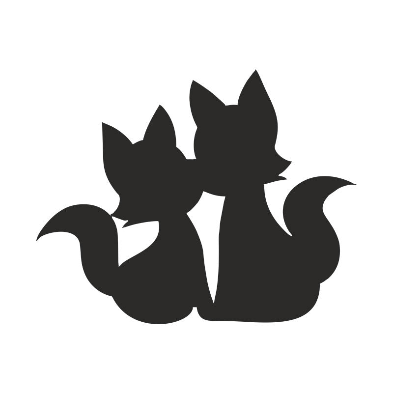 Adorable Mama and Baby Fox Silhouette Art