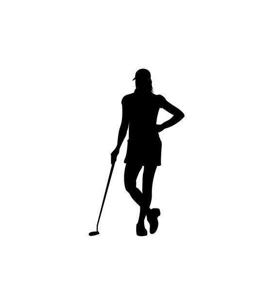 Styling Female Golfer Standing Silhouette Art