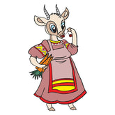 Mama Goat Eating Cherries Vector Art