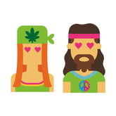 Beloved Heart Eyed Hippie Couple Vector Art